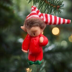 Handmade Elf Christmas Holiday Ornament Polymer Clay Teen Boy
